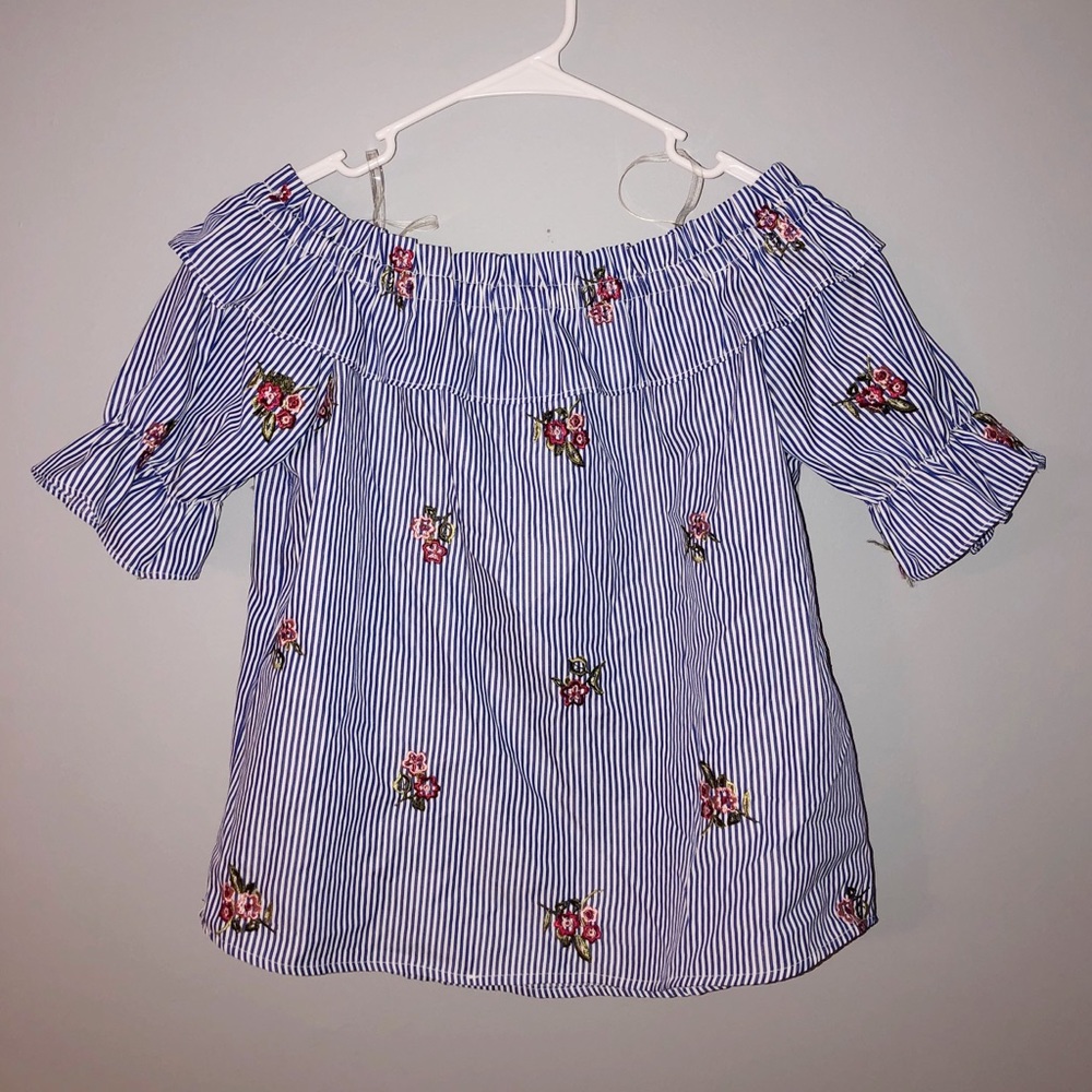 Blue and White Floral Shirt